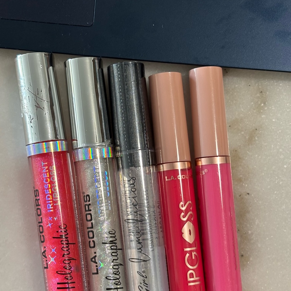 L.A. Colors Iridescent Lip Gloss Collection - Red, Silver, Pink